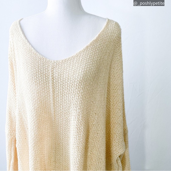 Cream open knit casual dropped shoulder sweater pullover - Picture 10 of 16